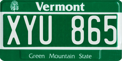 VT license plate XYU865
