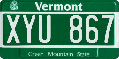 VT license plate XYU867