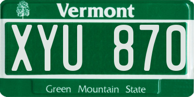 VT license plate XYU870