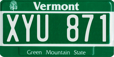VT license plate XYU871