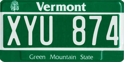 VT license plate XYU874