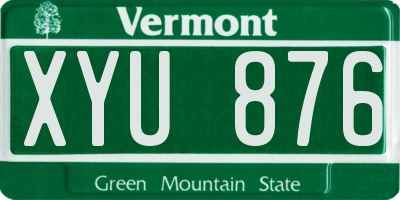 VT license plate XYU876