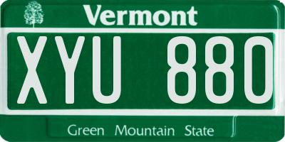 VT license plate XYU880