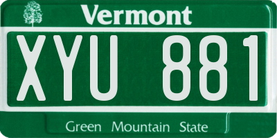 VT license plate XYU881