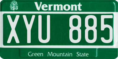 VT license plate XYU885