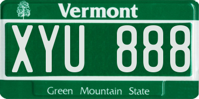 VT license plate XYU888