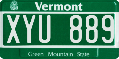 VT license plate XYU889