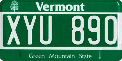 VT license plate XYU890