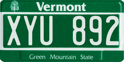 VT license plate XYU892