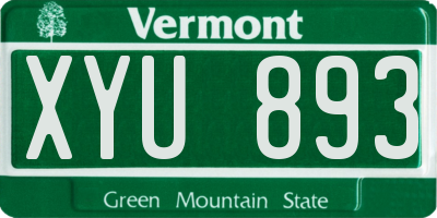 VT license plate XYU893