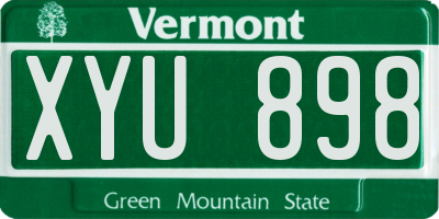 VT license plate XYU898