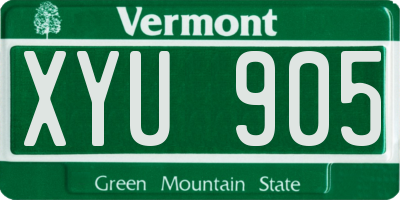 VT license plate XYU905