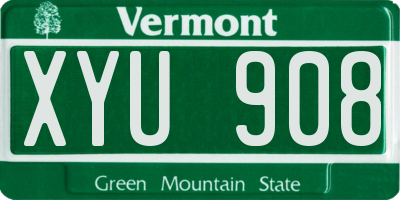 VT license plate XYU908