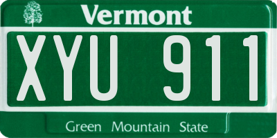VT license plate XYU911