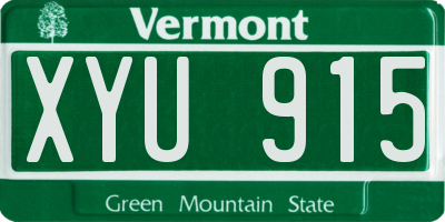 VT license plate XYU915