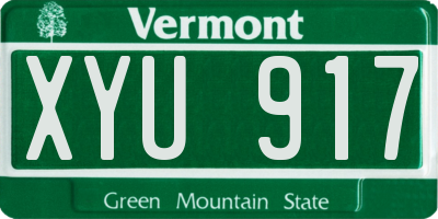 VT license plate XYU917