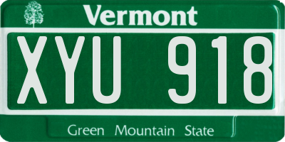 VT license plate XYU918