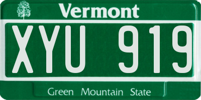 VT license plate XYU919