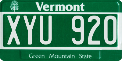 VT license plate XYU920