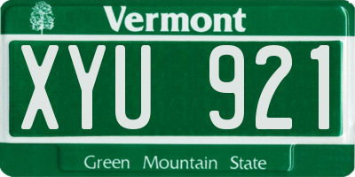 VT license plate XYU921