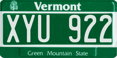 VT license plate XYU922