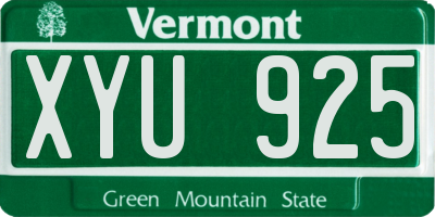 VT license plate XYU925