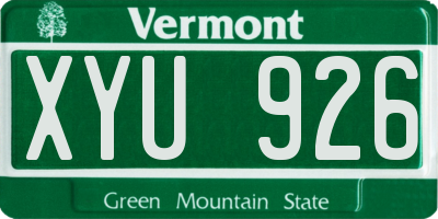 VT license plate XYU926