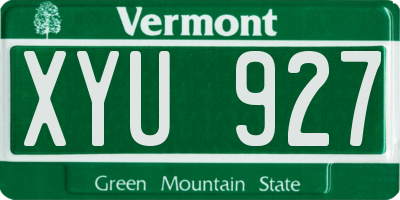 VT license plate XYU927
