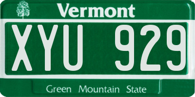 VT license plate XYU929