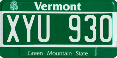 VT license plate XYU930