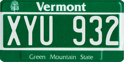 VT license plate XYU932