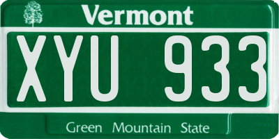 VT license plate XYU933