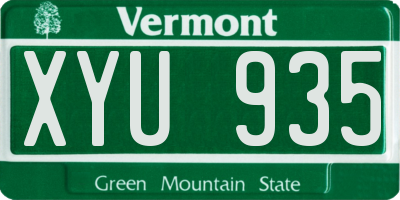 VT license plate XYU935