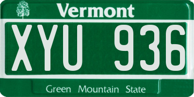 VT license plate XYU936