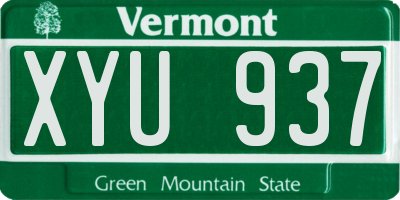 VT license plate XYU937