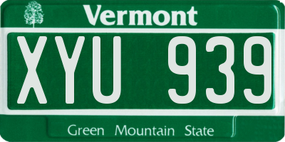 VT license plate XYU939