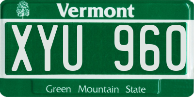 VT license plate XYU960