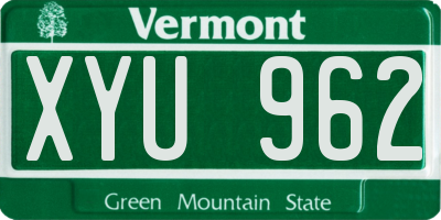 VT license plate XYU962