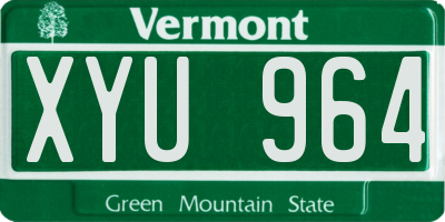 VT license plate XYU964