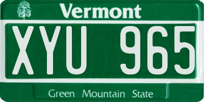VT license plate XYU965