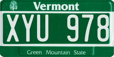 VT license plate XYU978