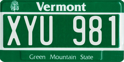 VT license plate XYU981