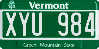 VT license plate XYU984