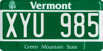 VT license plate XYU985