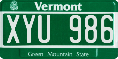 VT license plate XYU986