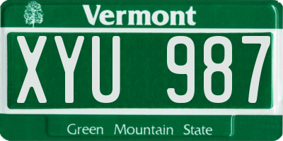 VT license plate XYU987