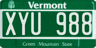 VT license plate XYU988