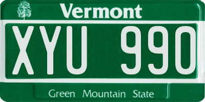 VT license plate XYU990