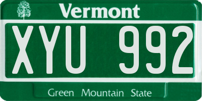 VT license plate XYU992