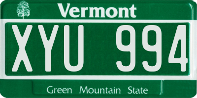 VT license plate XYU994